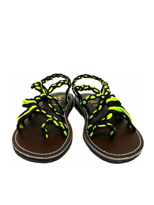 Milos Γυναικεία Σανδάλια Brown / Green Banana