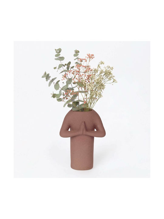 DOIY Decorative Vase Namaste Brown 9.2x9.2x15.5cm