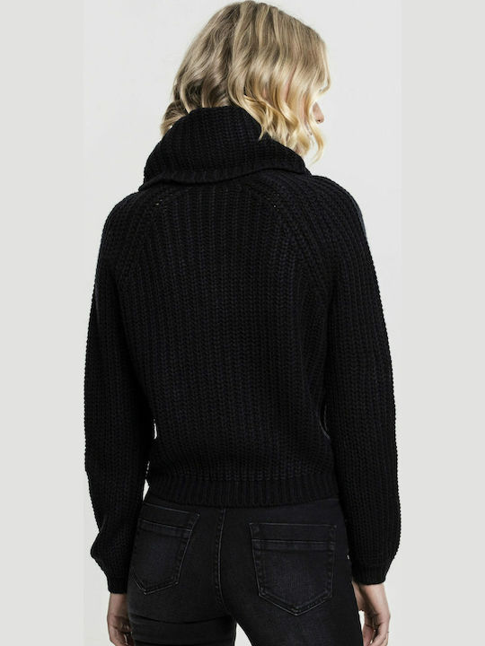 Bluze Damă Mânecă Lungă cu Guler Înalt Negru