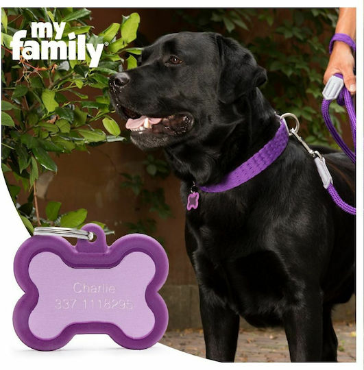 My Family Hushtag Collection Aluminium Rubber Dog ID Tag Heart Blue made of Rubber Personalized