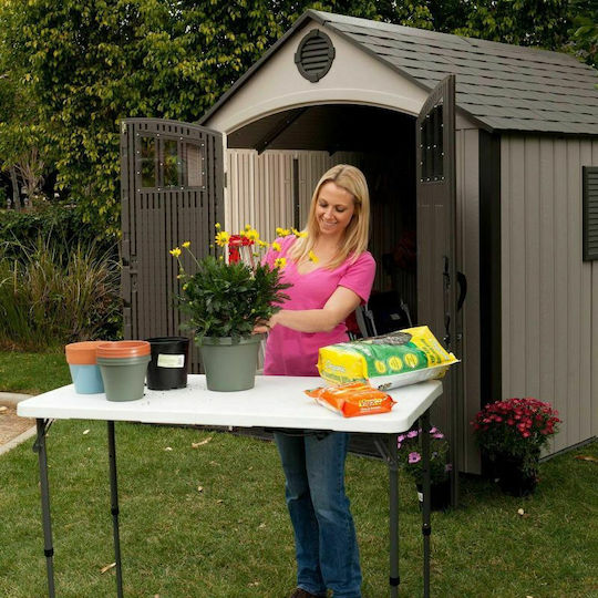 Lifetime Half-Folding Tabelul Oțel pentru Camping Pliabil în cazul în care 122x91.5x61cm Alb