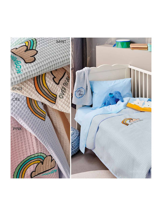 Palamaiki Blanket Cot Pikelino Waffle Light Blue 150x100cm