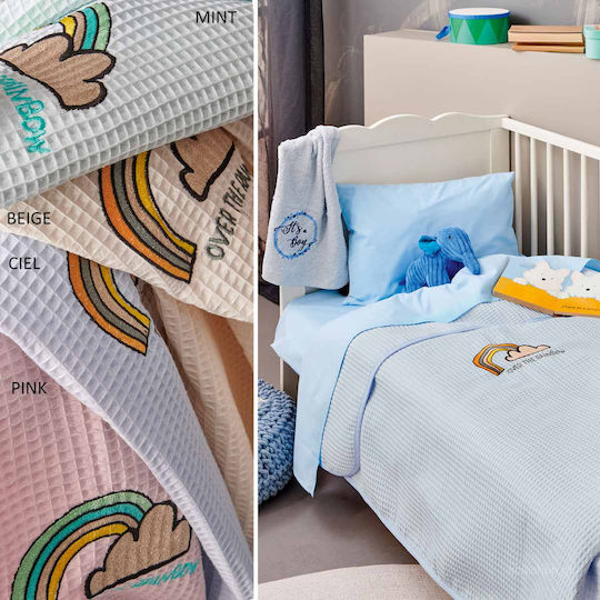 Palamaiki Blanket Cot Pikelino Waffle Light Blue 150x100cm