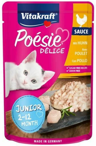 Vitakraft Vitacraft Poesie DeliSause Nassfutter für Junge Katzen in Beutel mit Huhn ohne Getreide 85gr