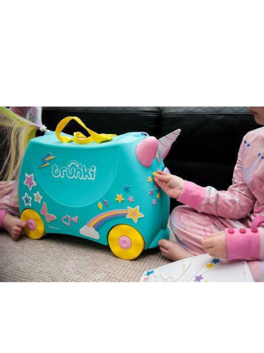 Trunki Una Unicorn Παιδική Βαλίτσα Ταξιδίου Καμπίνας Σκληρή Πράσινη με 4 Ρόδες Ύψους 31εκ.