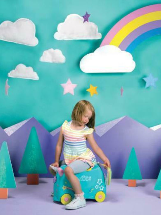 Trunki Una Unicorn Παιδική Βαλίτσα Ταξιδίου Καμπίνας Σκληρή Πράσινη με 4 Ρόδες Ύψους 31εκ.