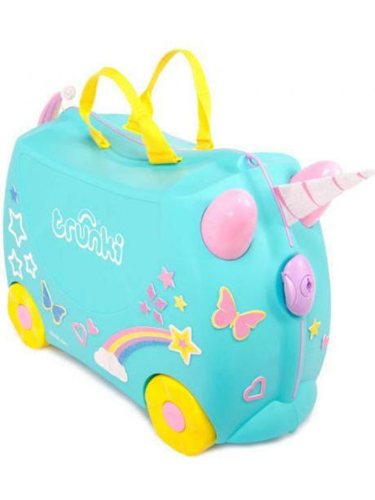 Trunki Una Unicorn Παιδική Βαλίτσα Ταξιδίου Καμπίνας Σκληρή Πράσινη με 4 Ρόδες Ύψους 31εκ.