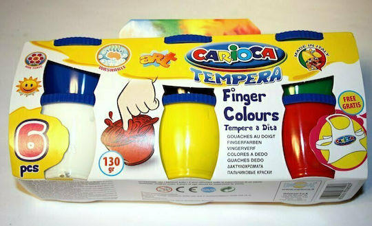 Carioca Tempera Finger Colours Finger Paints Set 130ml 6pcs