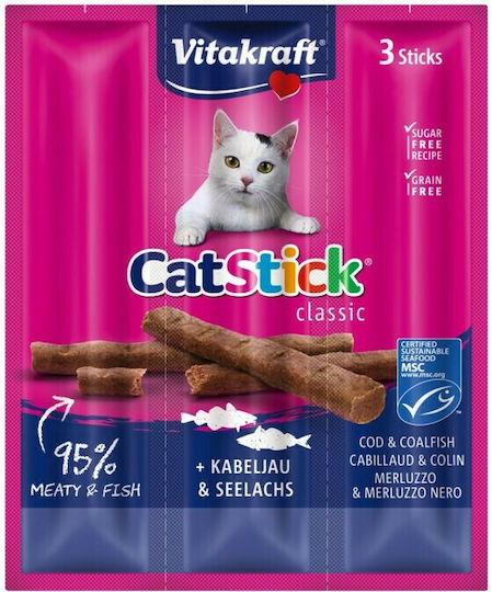 Vitakraft Cat Mini Лакомства на пръчка с Турция за Възрастни котки 3бр 18гр