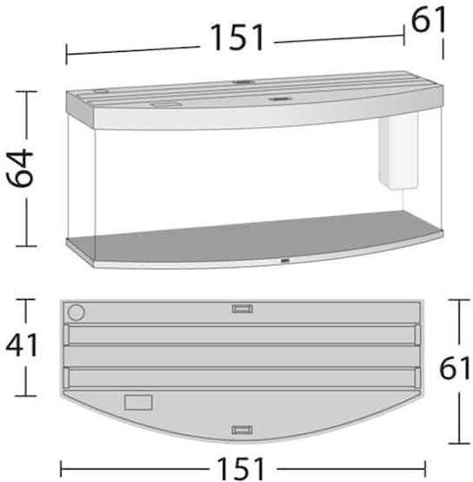 Juwel Vision 450 Fisch-Aquarium mit Kapazität von 450Es mit Beleuchtung, Heizung, Umwälzpumpe, Filter und 151x61x64cm Schwarz