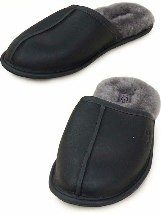 Scuff Men's Leather Slippers Black