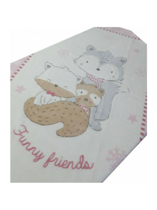 Kikka Boo Κουβέρτα Αγκαλιάς & Λίκνου Funny Friends Βελουτέ Ροζ 80x110εκ.