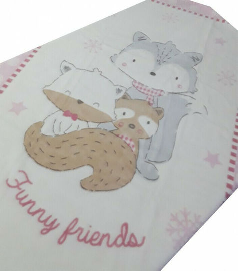 Kikka Boo Κουβέρτα Αγκαλιάς & Λίκνου Funny Friends Βελουτέ Ροζ 80x110εκ.