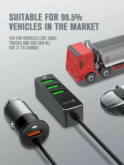 Ldnio C61 Car Charger 35W with Ports 4xUSB-A Black Color