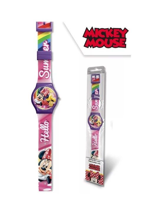 Kids Licensing Minnie Kinder Analoguhr mit Kautschuk/Plastik Armband Mehrfarbig