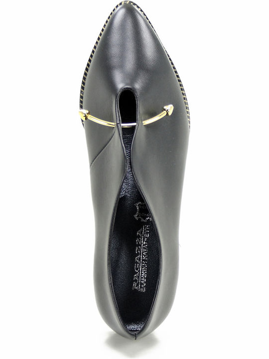 Leather Women's Moccasins in Black Color