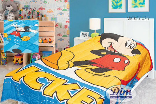 Dimcol Kinderdecke Beidseitig Einzel Mickey 026 160x250cm