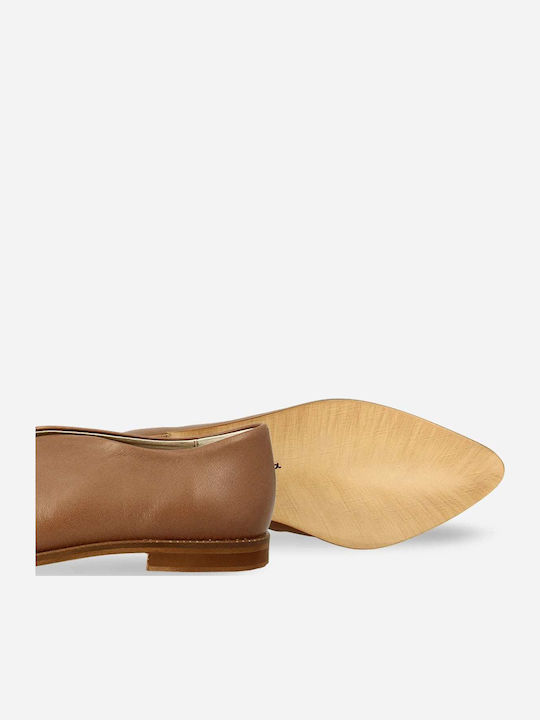 Leather Women's Moccasins in Tabac Brown Color