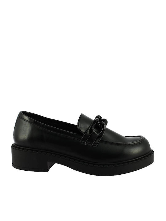 IQ Shoes 22-460 Δερμάτινα Γυναικεία Μοκασίνια σε Μαύρο Χρώμα