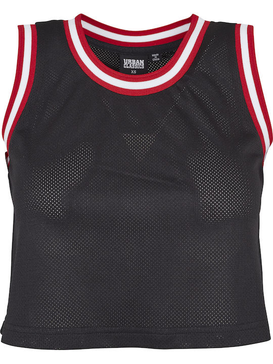 Women's Athletic Crop Top Sleeveless Black/Fire Red/White