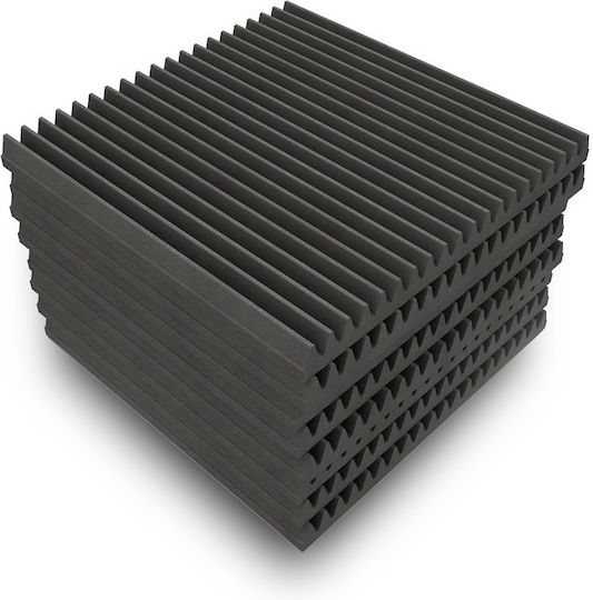 EQ Acoustics Classic Tile Material De Tratamente Audio Frunză (8 Bucăți) În Design Wedge 60cm x 60cm x 50mm În Culoare Gri