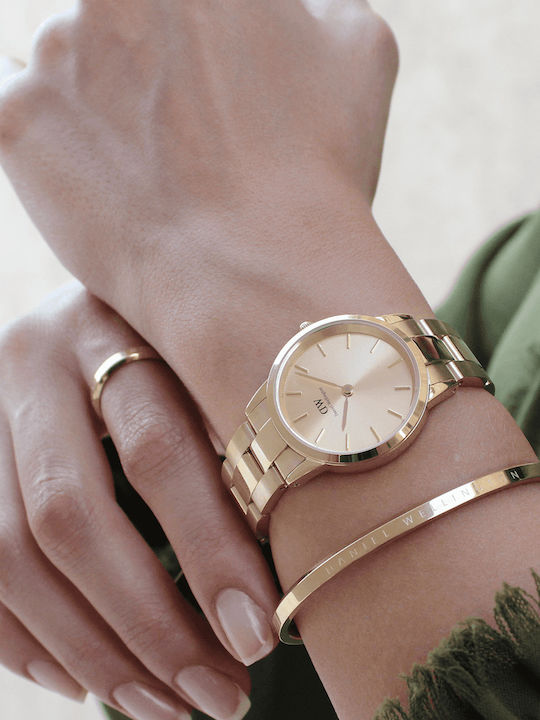 Daniel Wellington Classic Small Women's Bracelet Handcuff Made of Gold Plated Stainless Steel 15.5cm