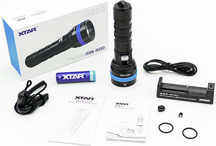 XTAR Diving Safety Light Rechargeable LED with Brightness 1600lm for Maximum Depth 100m 20805 Full Set
