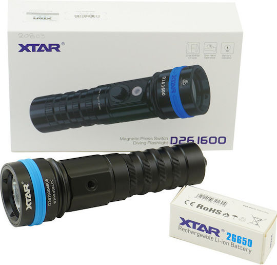 XTAR Diving Safety Light Rechargeable LED with Brightness 1600lm for Maximum Depth 100m 20805 Full Set