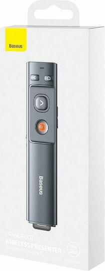 Baseus Prezentator Orange Dot cu Laser Portocaliu și Taste Slideshow în Culoare Argintiu
