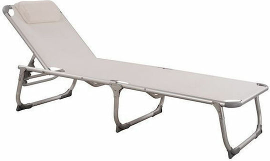 HomeMarkt Foldable Aluminum Beach Sunbed White with Pillow 188x58x33cm