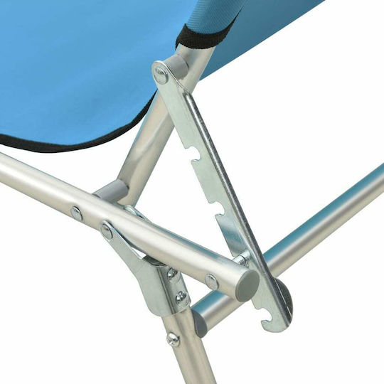 vidaXL Foldable Aluminum Beach Sunbed Blue with Shader 187x57.5x27cm