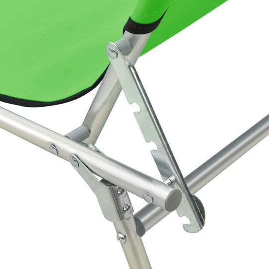 vidaXL Foldable Aluminum Beach Sunbed Green with Shader 187x57.5x27cm