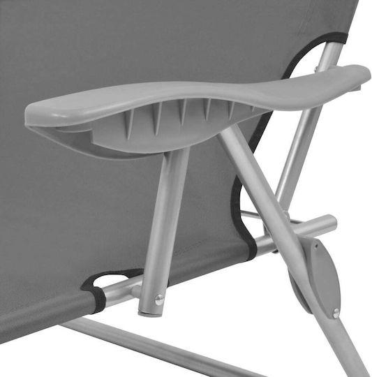 vidaXL Foldable Steel Beach Sunbed Gray with Shader 189x58x27cm