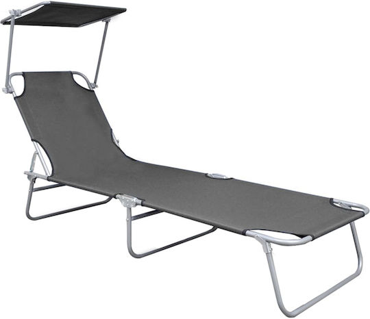 vidaXL Strandliegen Gray Faltbar mit Sonnenschirm 188.5x57.5x27cm. 1Stück
