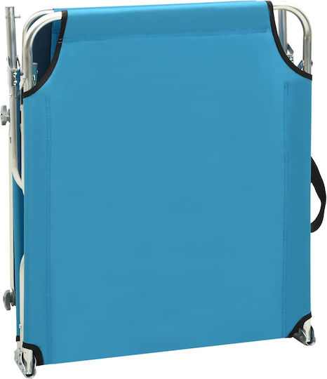 vidaXL Foldable Steel Beach Sunbed Light Blue with Shader 189x58x27cm