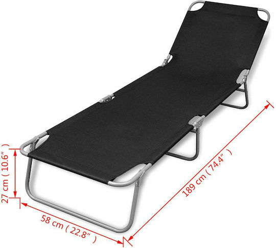 vidaXL Strandliegen Schwarz Faltbar 189x58x27cm. 1Stück