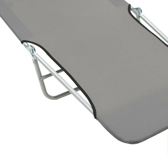 vidaXL Foldable Steel Beach Sunbeds Gray 182x56x24.5cm 2pcs