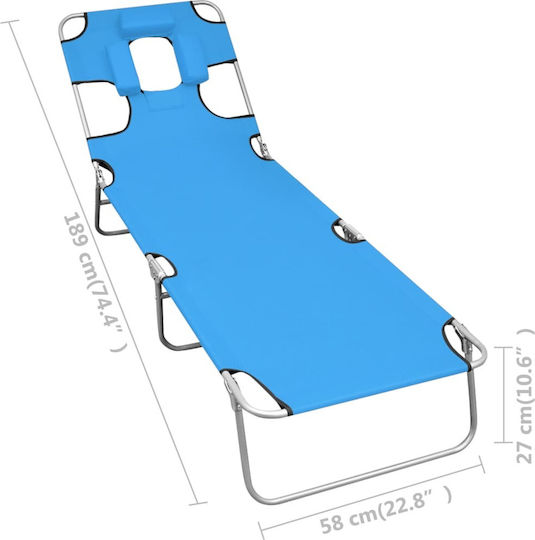 vidaXL Strandliegen Hellblau Faltbar mit Kissen 189x58x27cm. 1Stück