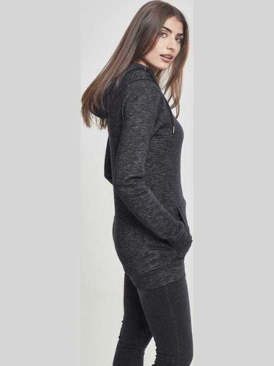 Lang Damen Sweatshirt Kapuzen Schwarz