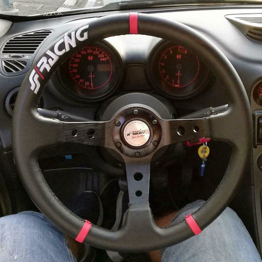 Simoni Racing Τιμόνι Αυτοκινήτου Gravel Τριάκτινο με Διάμετρο 35cm Κόκκινο/Μαύρο
