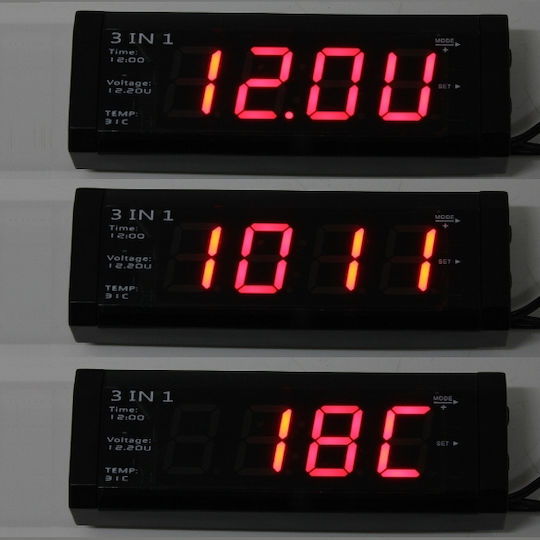 Factory Ψηφιακό Βολτόμετρο / Θερμόμετρο / Ρολόι Αυτοκινήτου