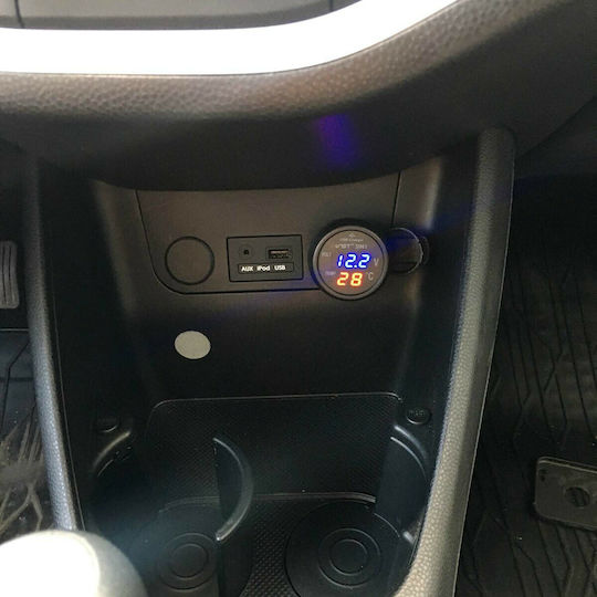 Auto Gs Car Lighter Voltmeter Digital Instrument με Θύρα Φόρτισης USB