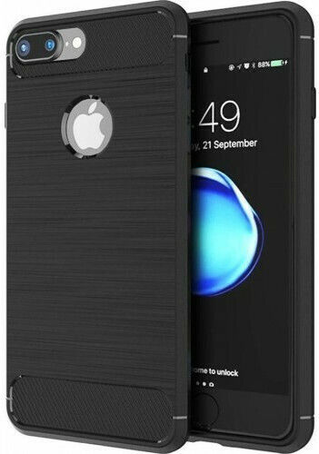 Hurtel TPU Carbon Fibre Brushed Silicone Black Back Cover (iPhone 8/7 Plus)