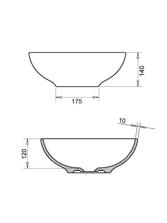 Tema Tol 140 Επικαθήμενος Νιπτήρας Πορσελάνης 40x40cm Γκρι