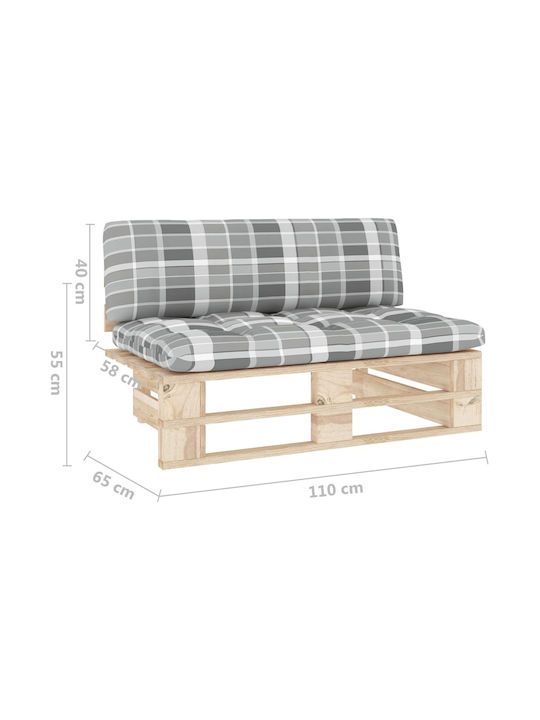 Zweisitziges Sofa Außenbereich aus Paletten mit Kissen 110x65x55cm