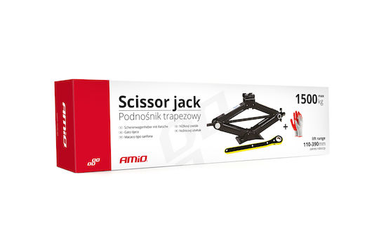 AMiO Hand Operated Car Jack with Lifting Height up to 39cm and Lifting Weight up to 1.5 Tons /AM