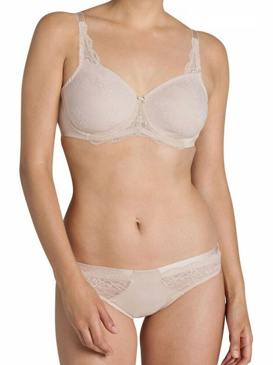 Contouring Sensation Minimizer Minimizer Bra without Padding Underwire Beige