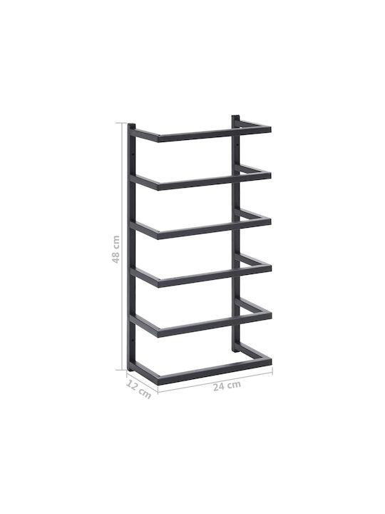 vidaXL Wall-Mounted Bathroom Ladder with 6 Positions ​24x48cm Black
