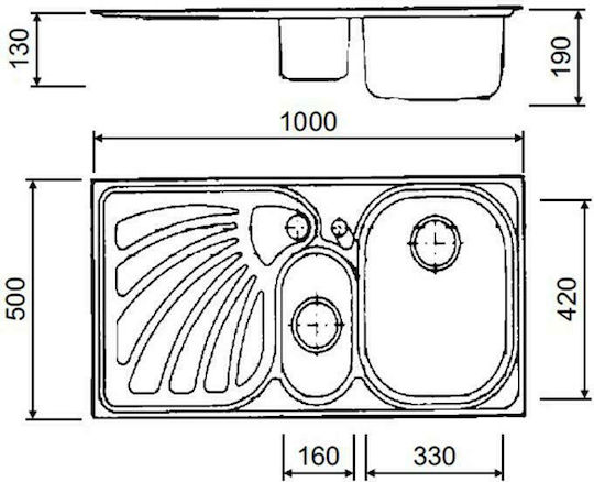 Macart Suter SL-100 Ένθετος Δεξιός Inox Σαγρέ Μ100xΠ50cm Ασημί