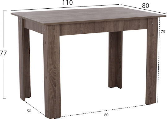 Τραπέζι Κουζίνας με 4 Καρέκλες 110x80εκ. Sonoma / Καφέ